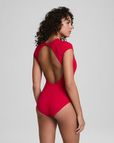 SPANXshapeâ„¢ Swim Pique High Neck Short Sleeve One-Piece | Spanx Red